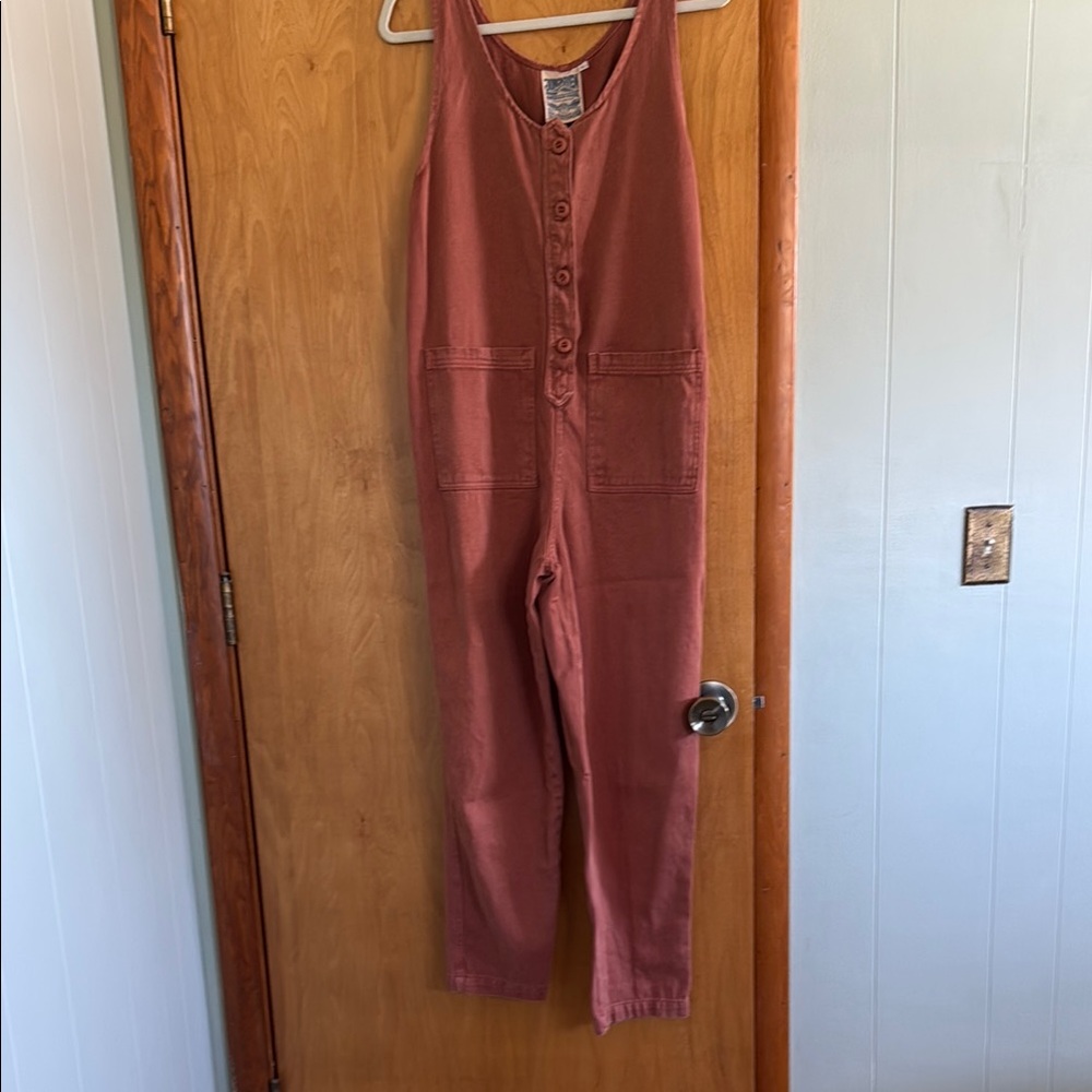 Jungmaven button front Jumpsuit, size large in Rooibos tea